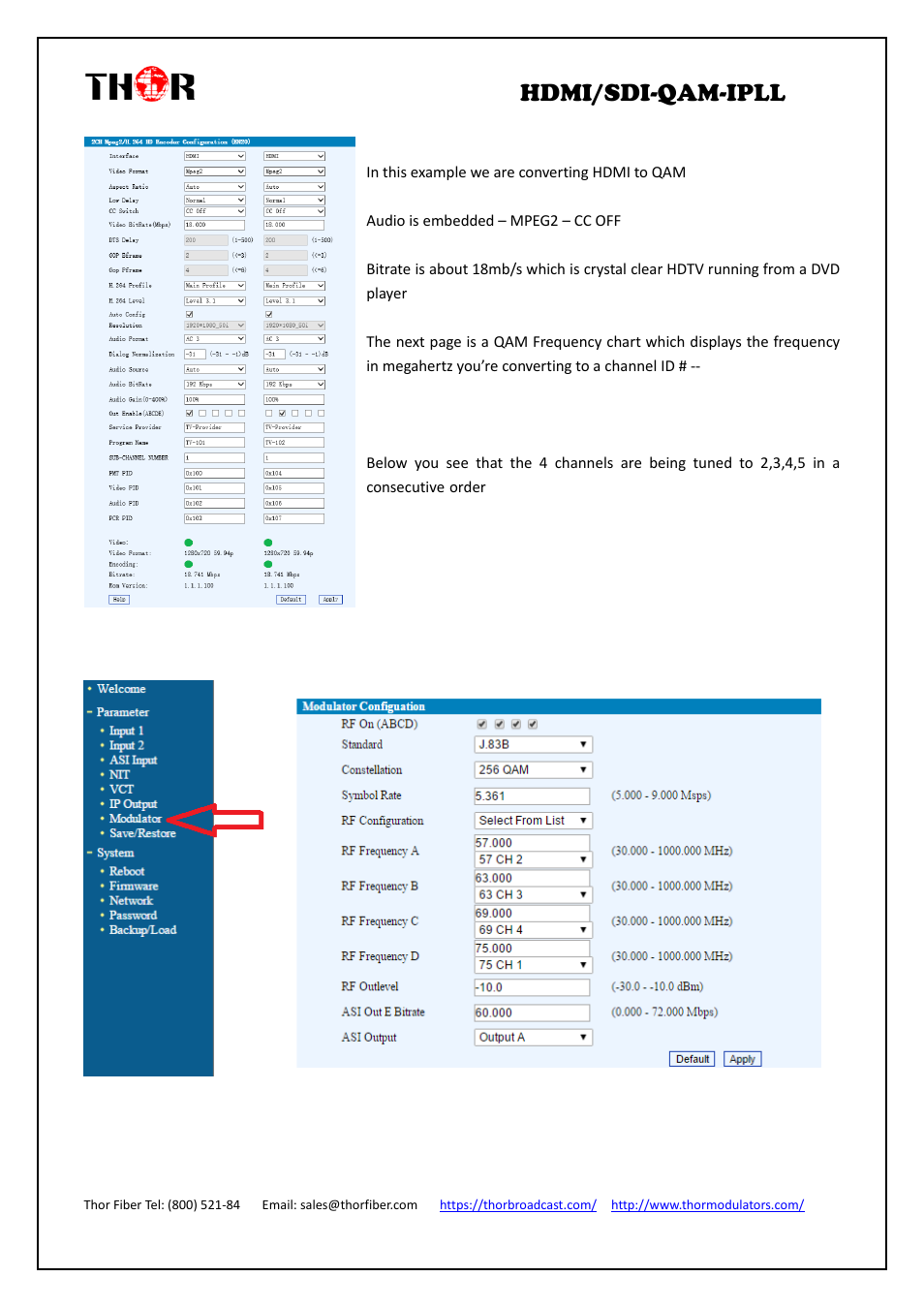 Hdmi/sdi-qam-ipll | Thor 4-Channel HDMI to QAM Modulator and IPTV Streaming Encoder with Low Latency User Manual | Page 35 / 53