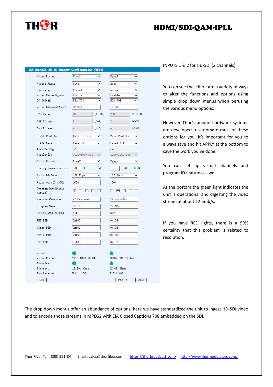 Hdmi/sdi-qam-ipll | Thor 4-Channel HDMI to QAM Modulator and IPTV Streaming Encoder with Low Latency User Manual | Page 45 / 53