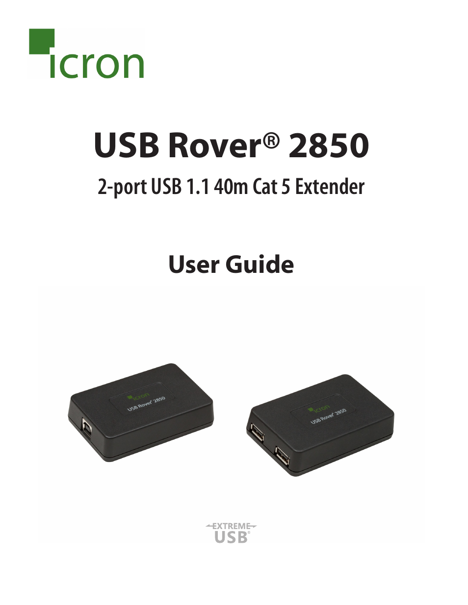 Icron USB 1.1 Rover 2850 Dual Port Extender User Manual | 14 pages