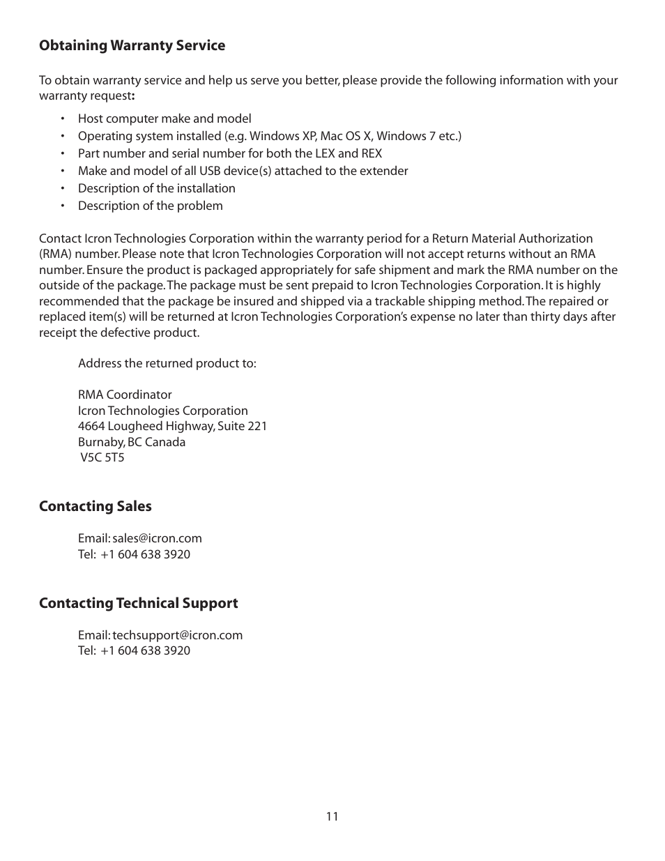 Icron USB 1.1 Rover 2850 Dual Port Extender User Manual | Page 11 / 14
