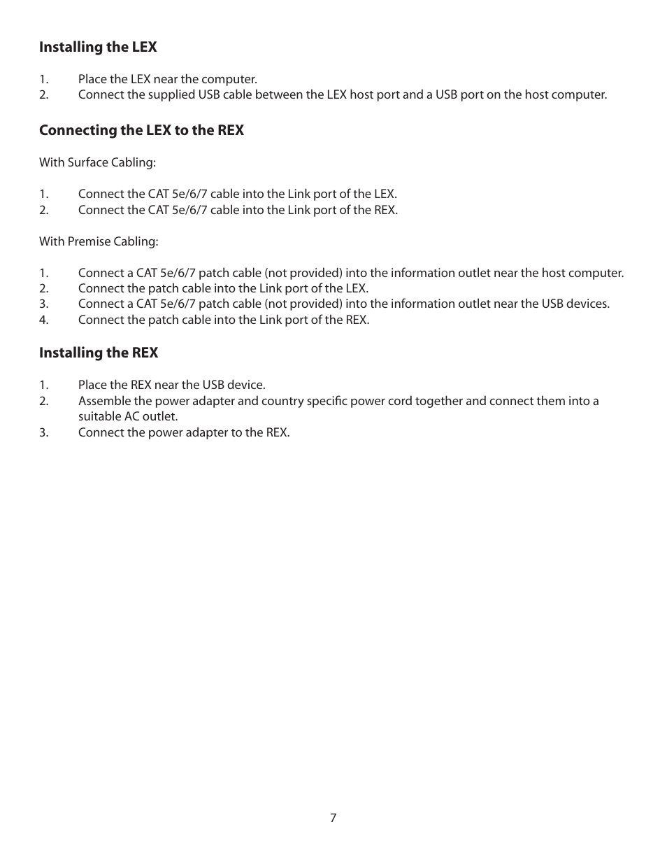 Preparing your site, Installing the lex, Installing the rex | Icron USB Extender Mounting Kit for Ranger 2301 and 2312 (Silver) User Manual | Page 8 / 21
