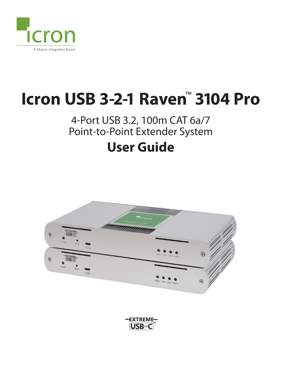 Icron Four-Port USB 3-2-1 Raven 3104 Point-to-Point Extender System (328') User Manual | 20 pages