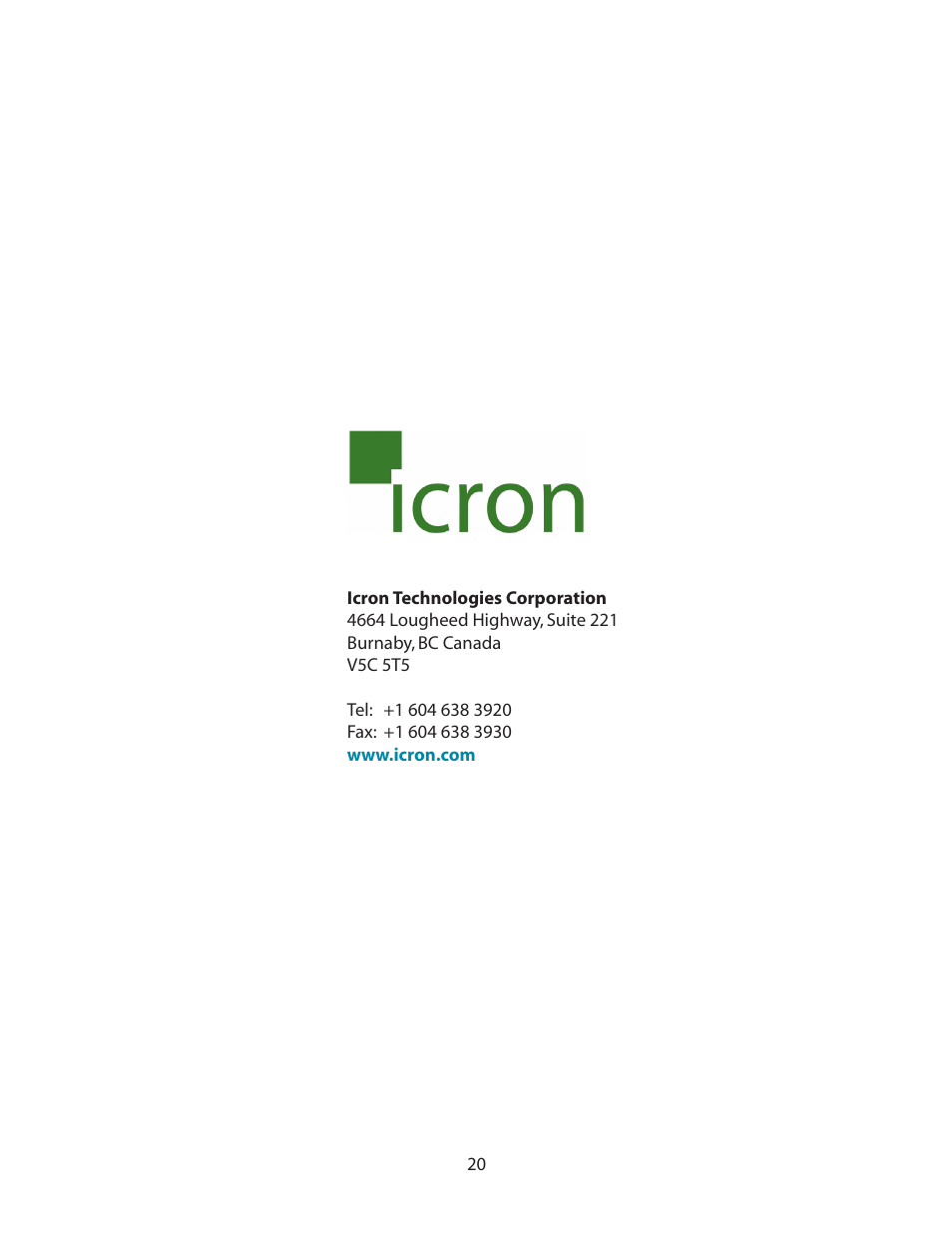 Icron Mounting Kit for Ranger 2304, 2324, 2344, 2304GE-LAN, and Spectra 3022 User Manual | Page 21 / 21