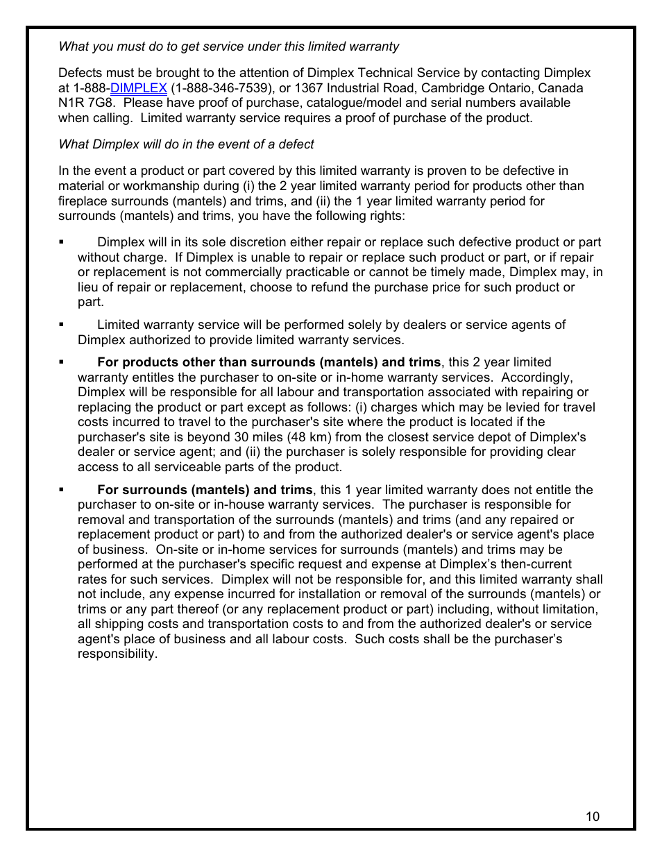 Dimplex THE ELECTRIC WALL MOUNTED FIREPLACE EWM-SS User Manual | Page 13 / 14