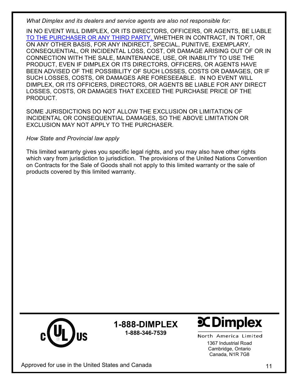 888-dimplex | Dimplex THE ELECTRIC WALL MOUNTED FIREPLACE EWM-SS User Manual | Page 14 / 14