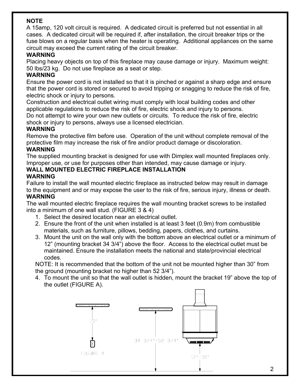 Dimplex THE ELECTRIC WALL MOUNTED FIREPLACE EWM-SS User Manual | Page 5 / 14