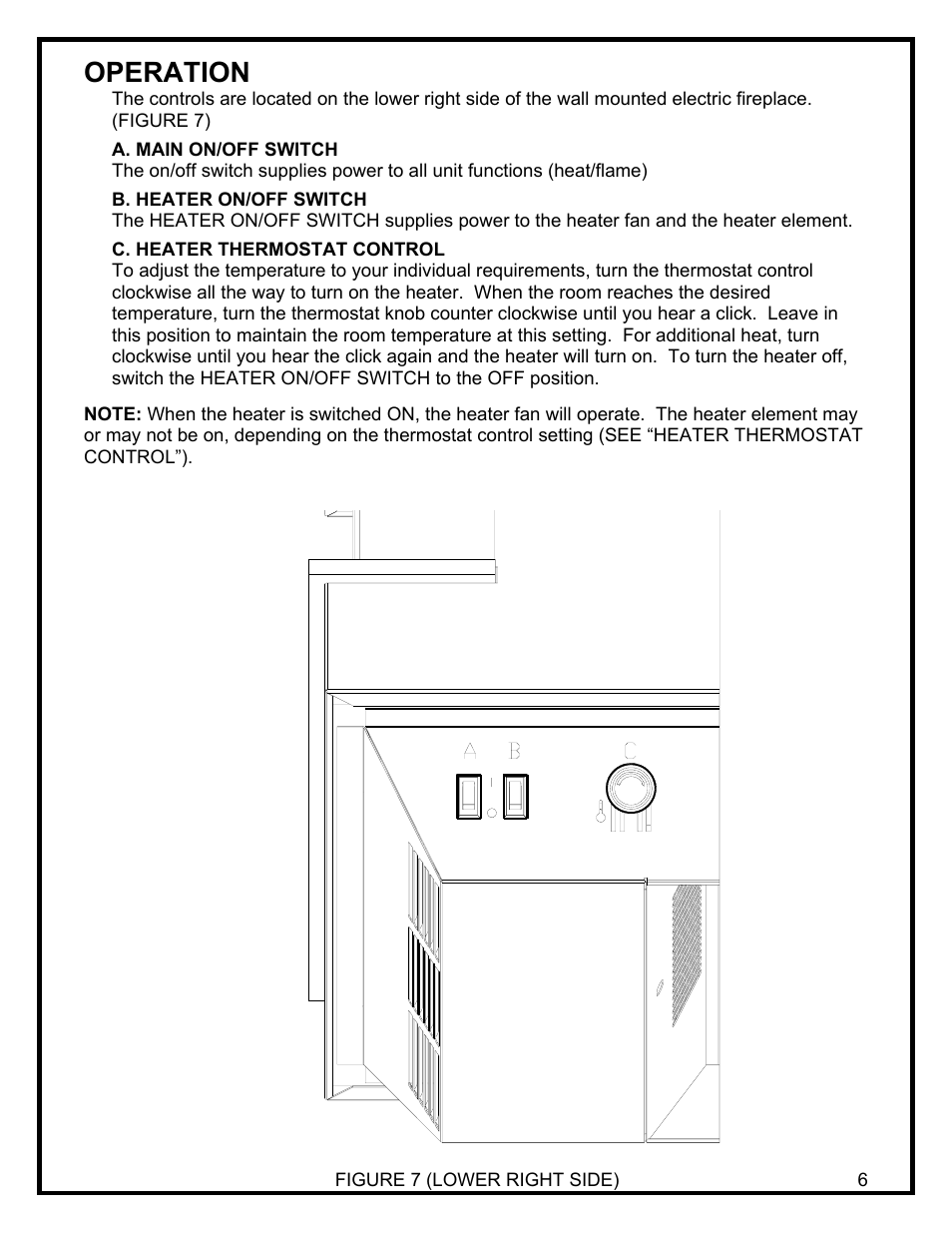 Operation | Dimplex THE ELECTRIC WALL MOUNTED FIREPLACE EWM-SS User Manual | Page 9 / 14