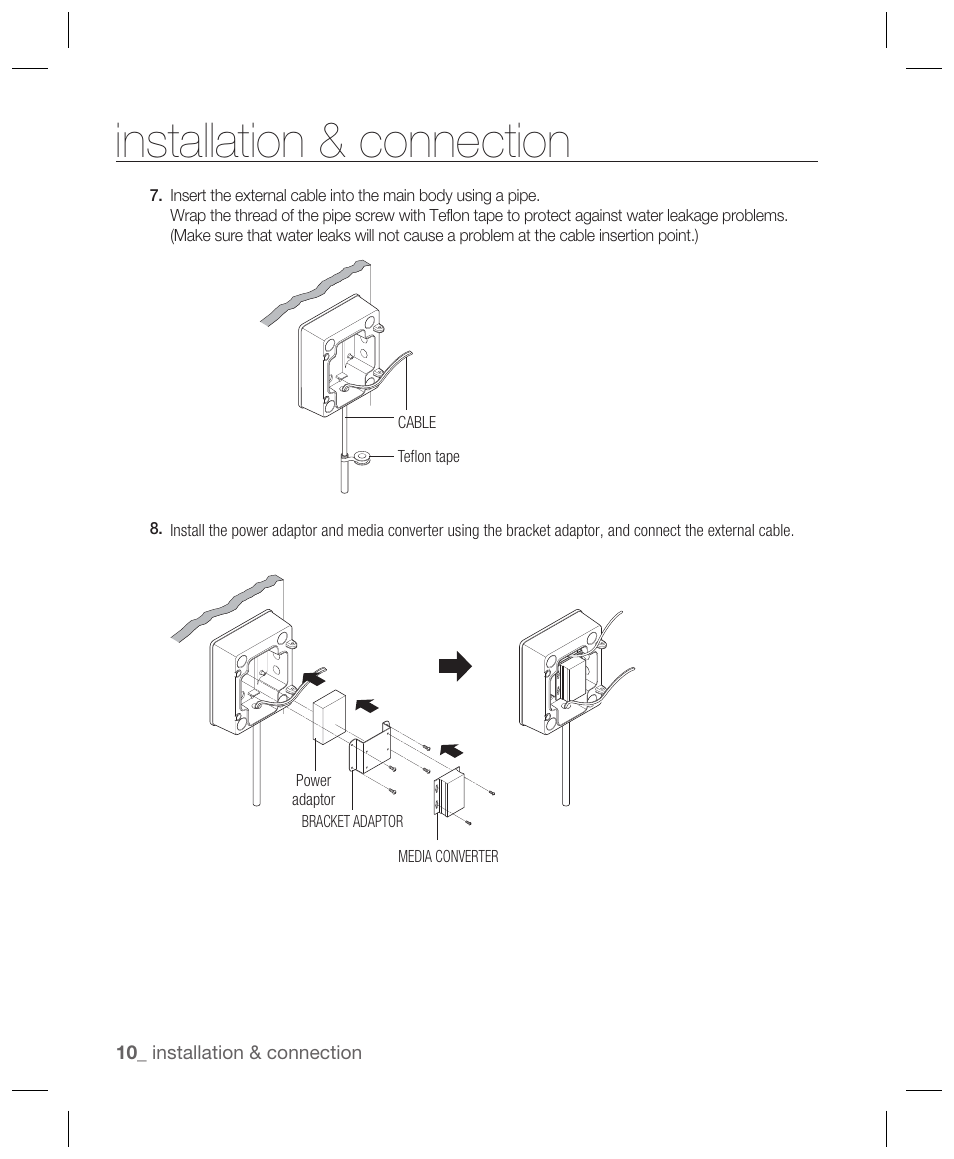 Installation & connection | Hanwha Vision SBP-300NBW Installation Box (White) User Manual | Page 10 / 13