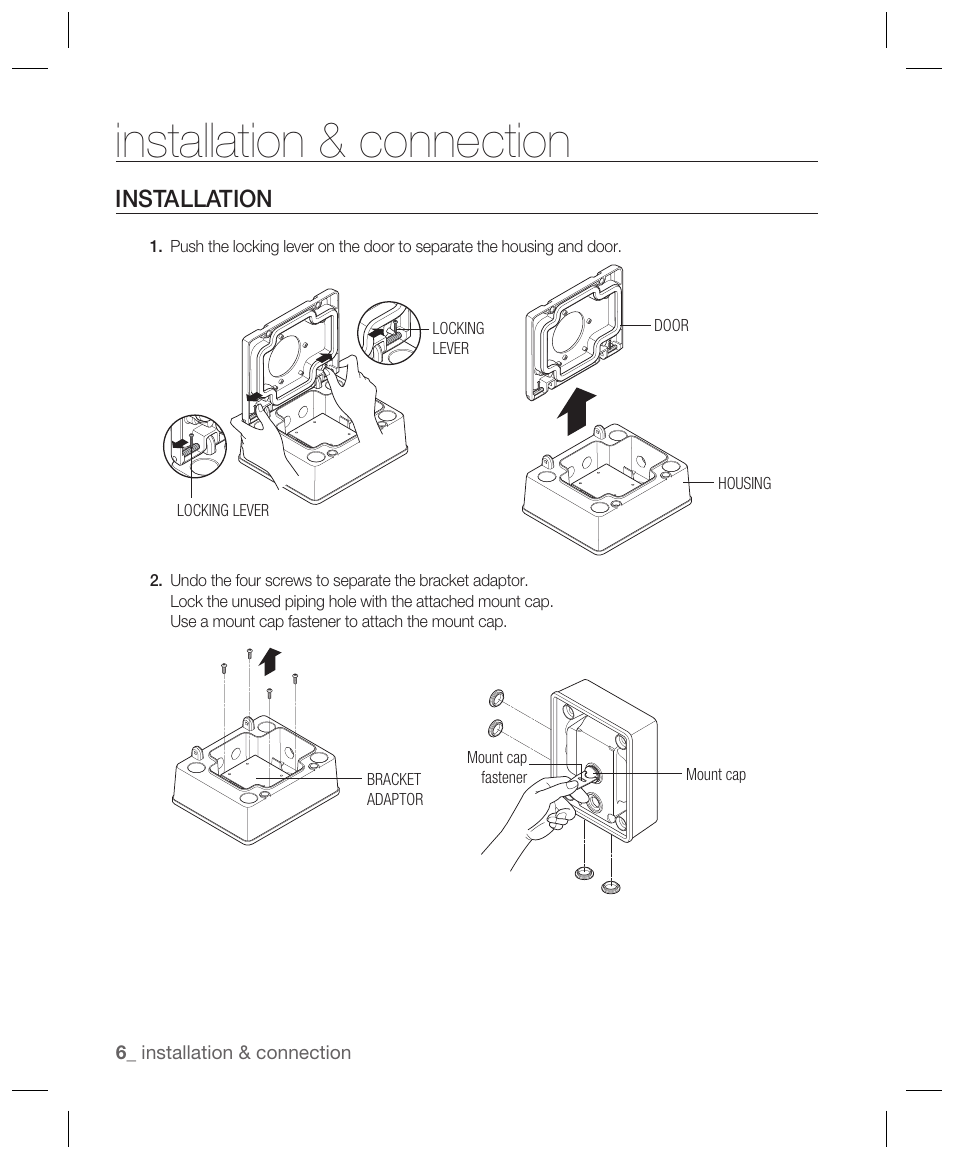 Installation & connection, Installation | Hanwha Vision SBP-300NBW Installation Box (White) User Manual | Page 6 / 13