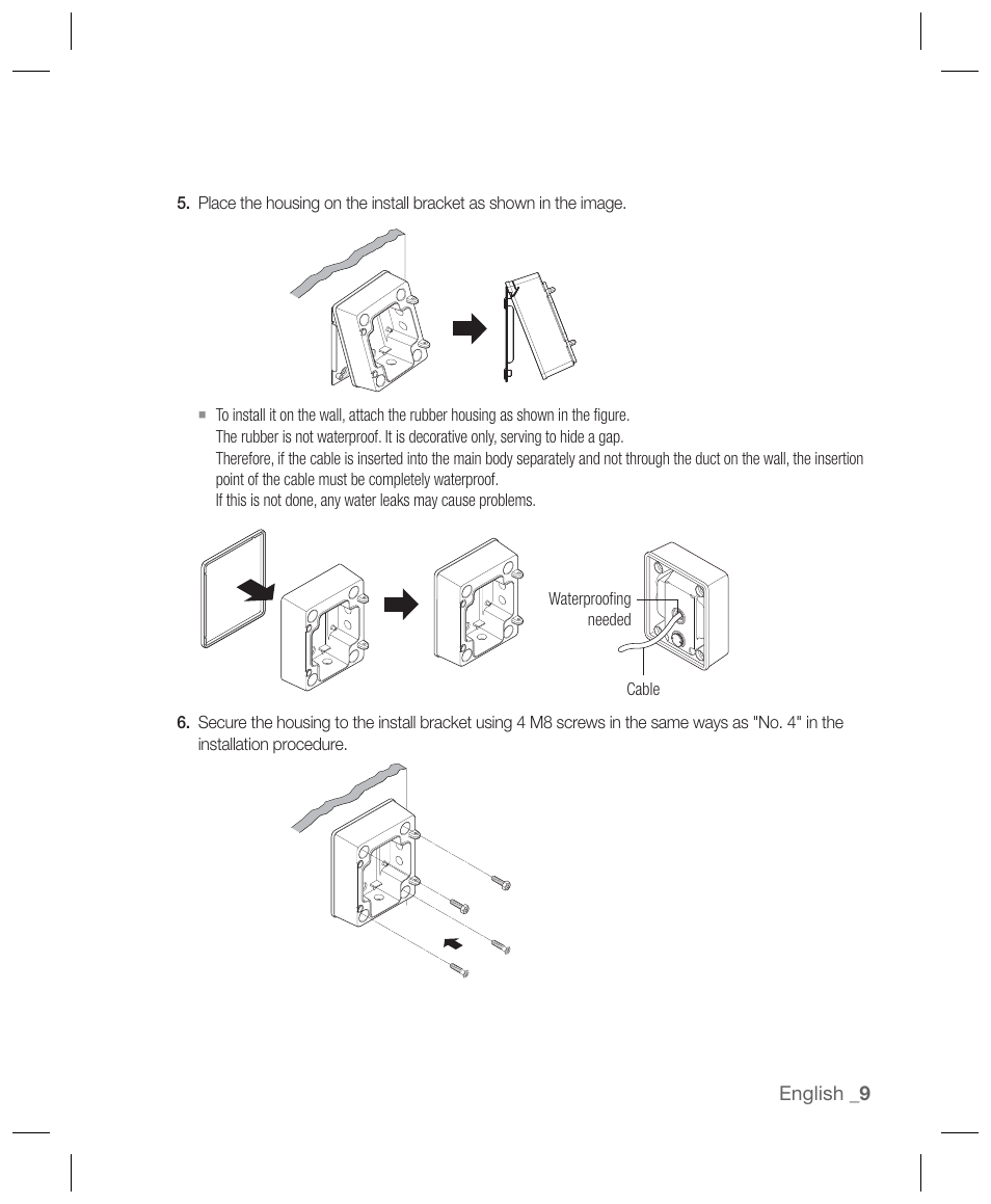 Installation & connection | Hanwha Vision SBP-300NBW Installation Box (White) User Manual | Page 9 / 13