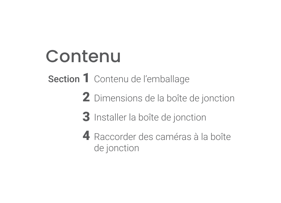 Contenu, Bienvenue | Lorex ACCJ7R3B Outdoor Round Junction Box for 3-Screw Base Cameras (Black) User Manual | Page 11 / 24