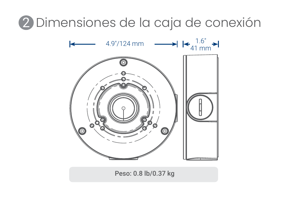 Dimensiones de la caja de conexión | Lorex ACCJ7R3B Outdoor Round Junction Box for 3-Screw Base Cameras (Black) User Manual | Page 21 / 24