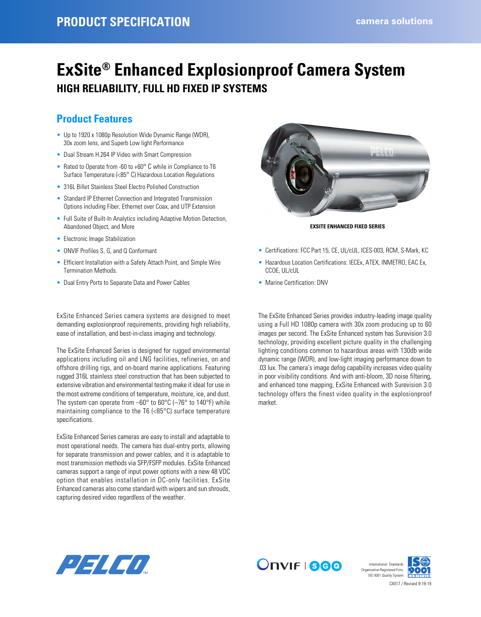Pelco PXM200 Pedestal Mount for ExSite Enhanced Explosionproof Cameras User Manual | 6 pages