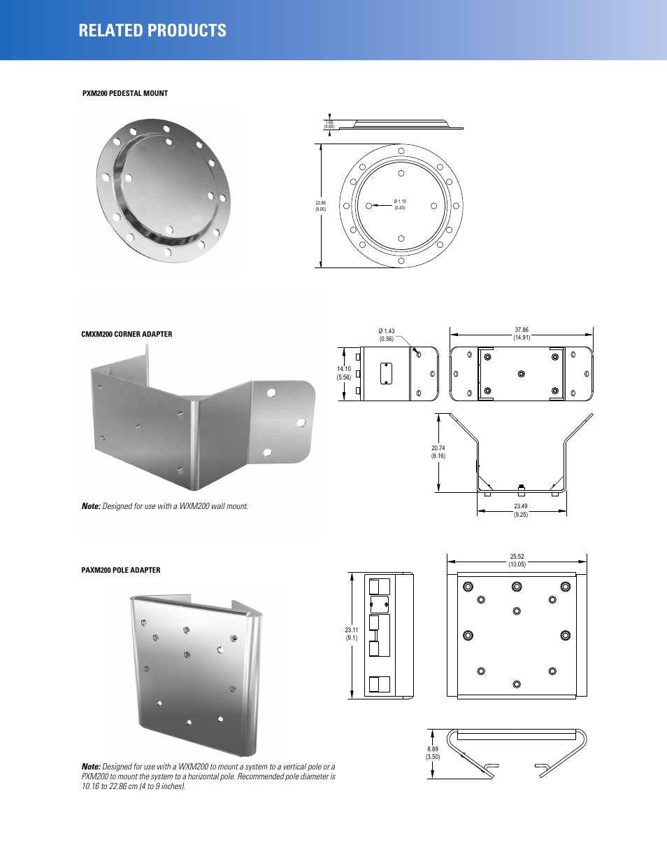 Related products | Pelco PXM200 Pedestal Mount for ExSite Enhanced Explosionproof Cameras User Manual | Page 5 / 6
