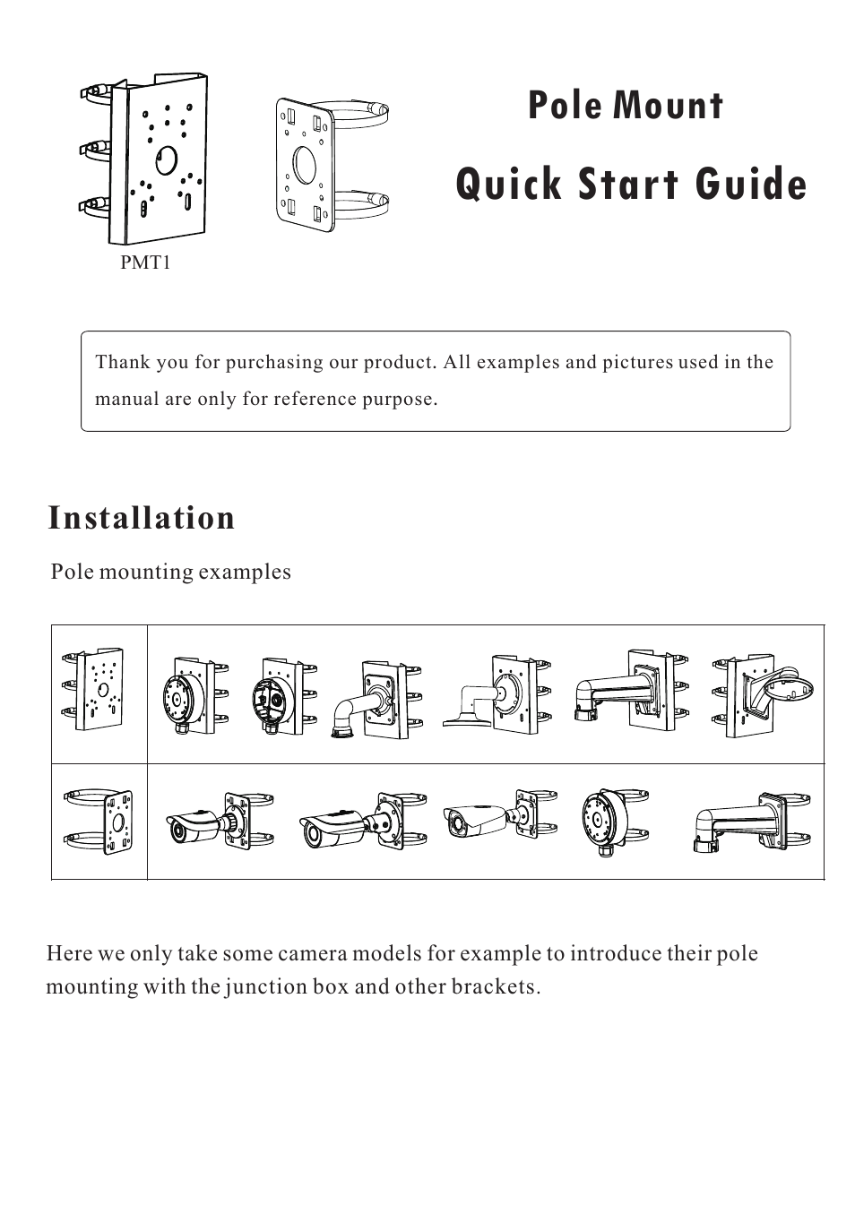 Speco Technologies PMT1 Pole Mount for Select Dome & Bullet Cameras User Manual | 4 pages