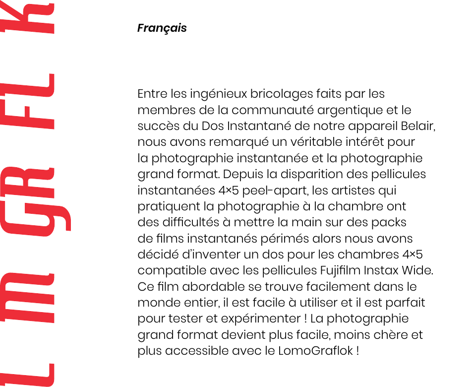 Mode d’emploi | Lomography LomoGraflok 4x5 Instant Back User Manual | Page 34 / 111
