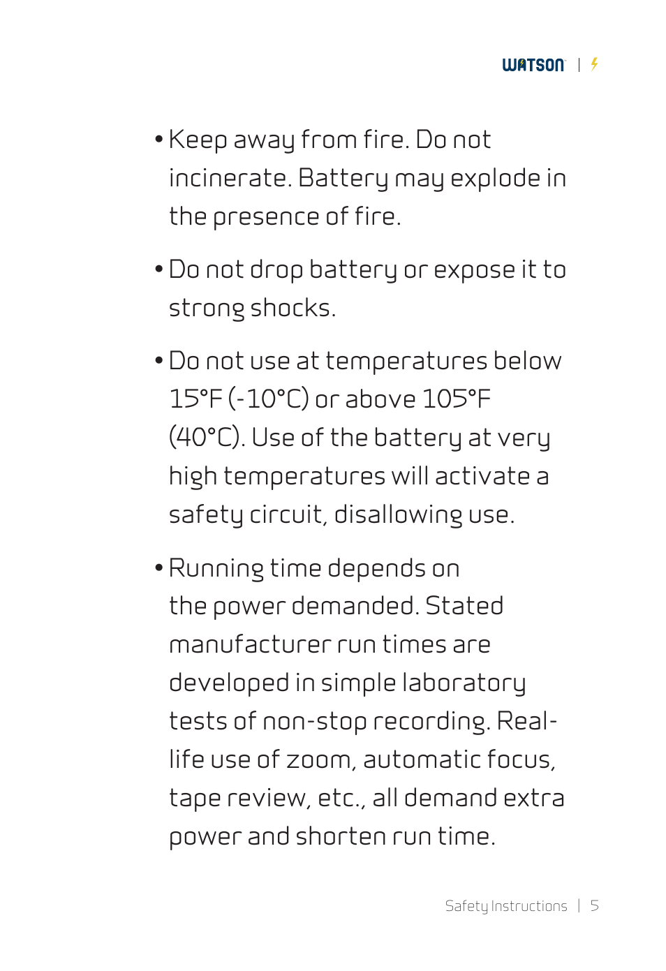 Watson EN-EL15c Lithium-Ion Battery Pack (7V, 2250mAh) User Manual | Page 5 / 8