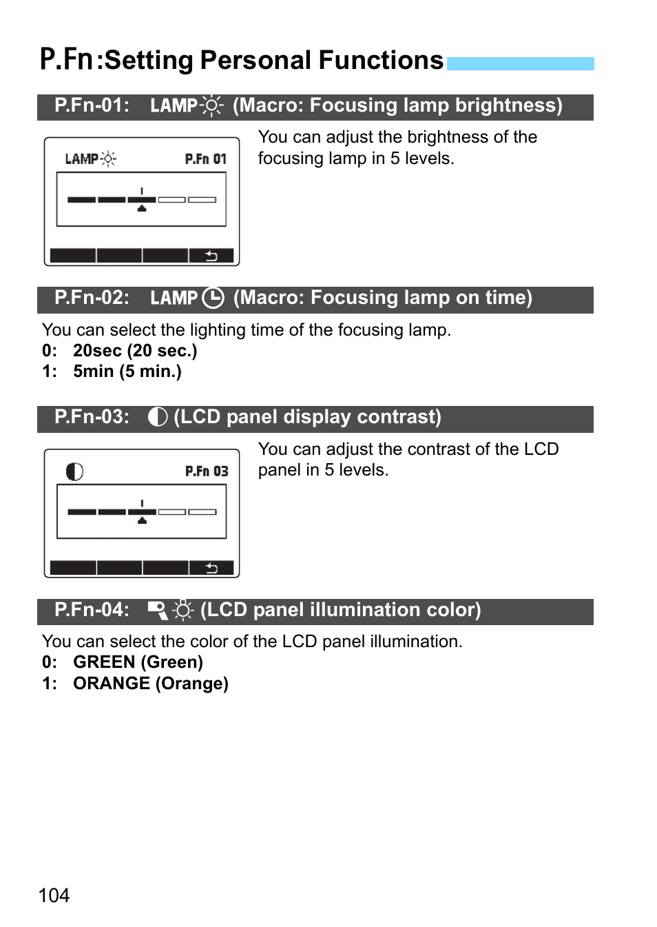 Setting personal functions, P.104), 104) canno | P.104 | Canon MT-26EX-RT Macro Twin Lite User Manual | Page 104 / 128