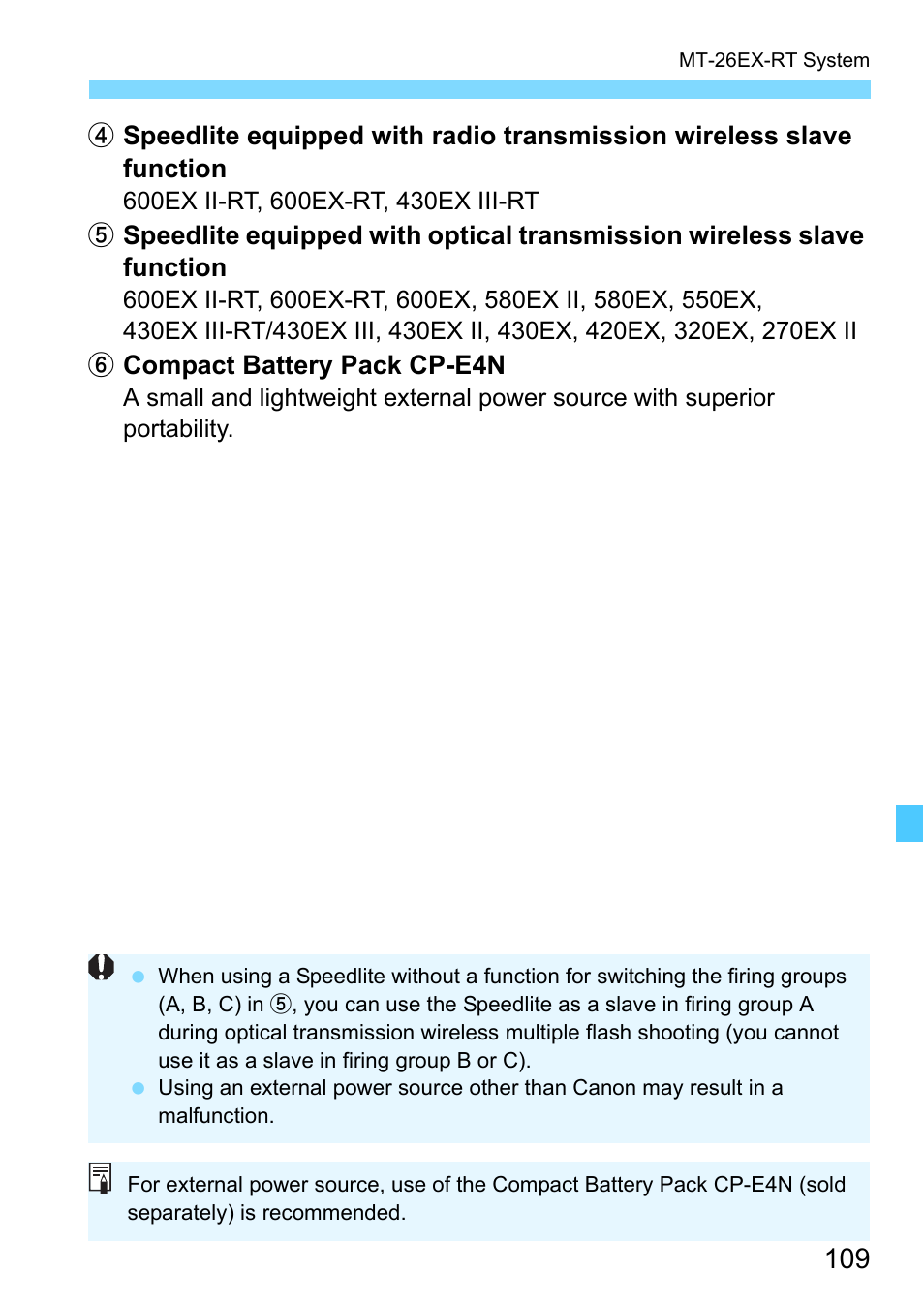 Canon MT-26EX-RT Macro Twin Lite User Manual | Page 109 / 128