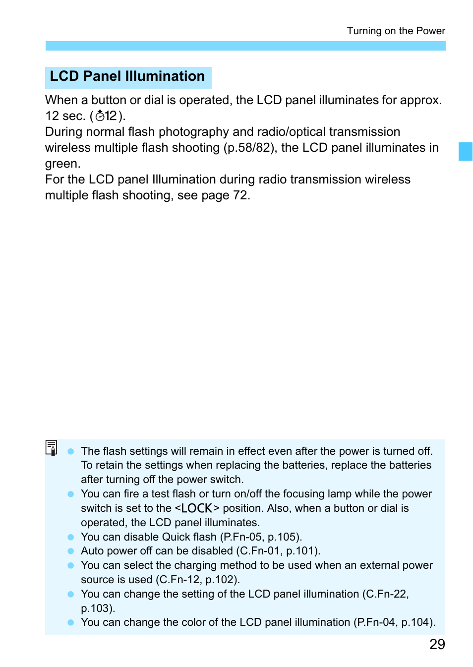 P.29), Lcd panel illumination | Canon MT-26EX-RT Macro Twin Lite User Manual | Page 29 / 128