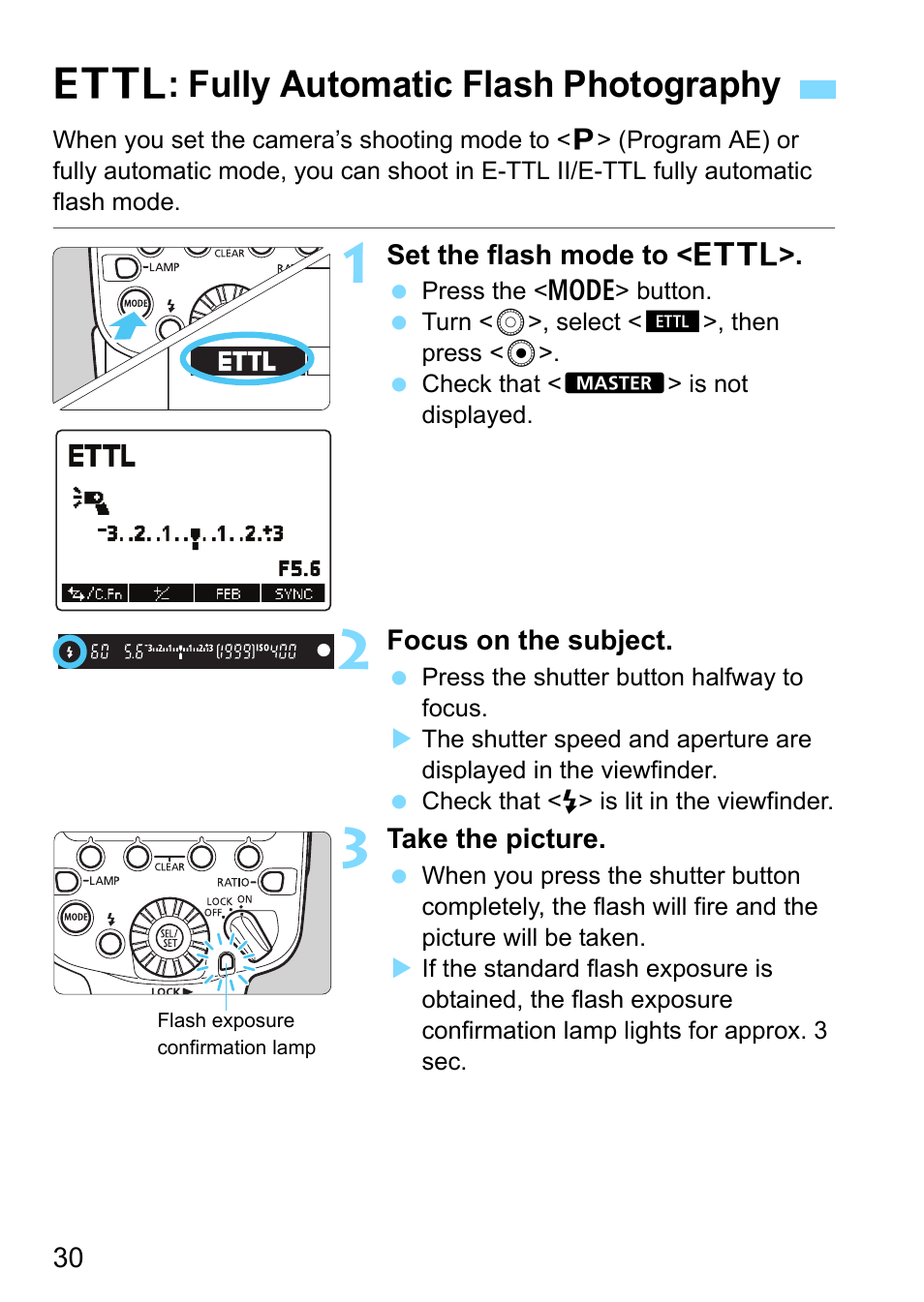 Fully automatic flash photography, Lamp (p.30, 71, A: fully automatic flash photography | Canon MT-26EX-RT Macro Twin Lite User Manual | Page 30 / 128