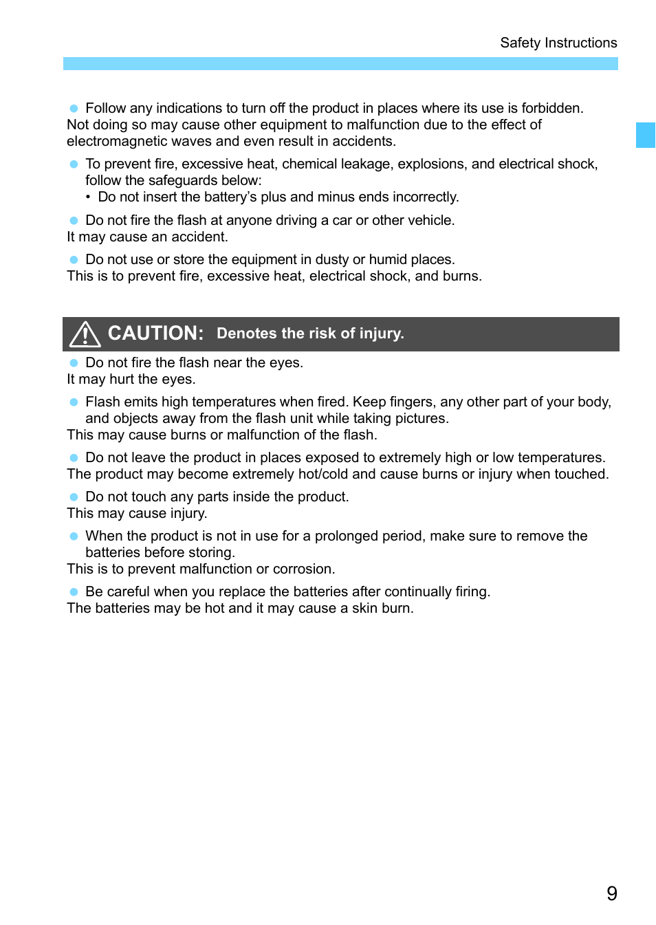Caution | Canon MT-26EX-RT Macro Twin Lite User Manual | Page 9 / 128