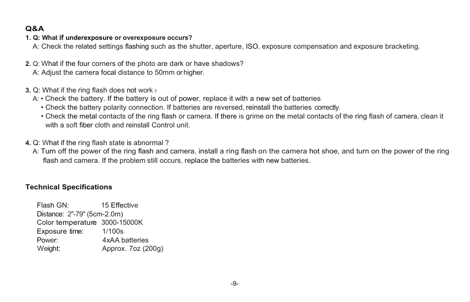 Dot Line DL-RLF90 LED Continuous and Flash Ring Light User Manual | Page 10 / 10