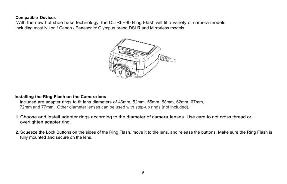 Dot Line DL-RLF90 LED Continuous and Flash Ring Light User Manual | Page 6 / 10