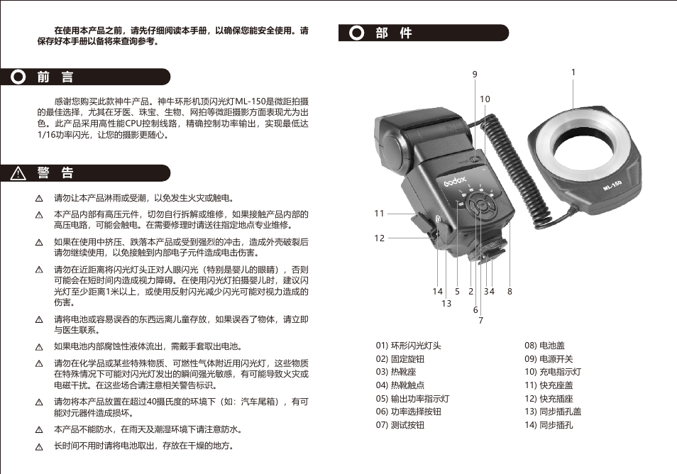 Godox ML-150 II Macro Ring Flash User Manual | Page 2 / 6