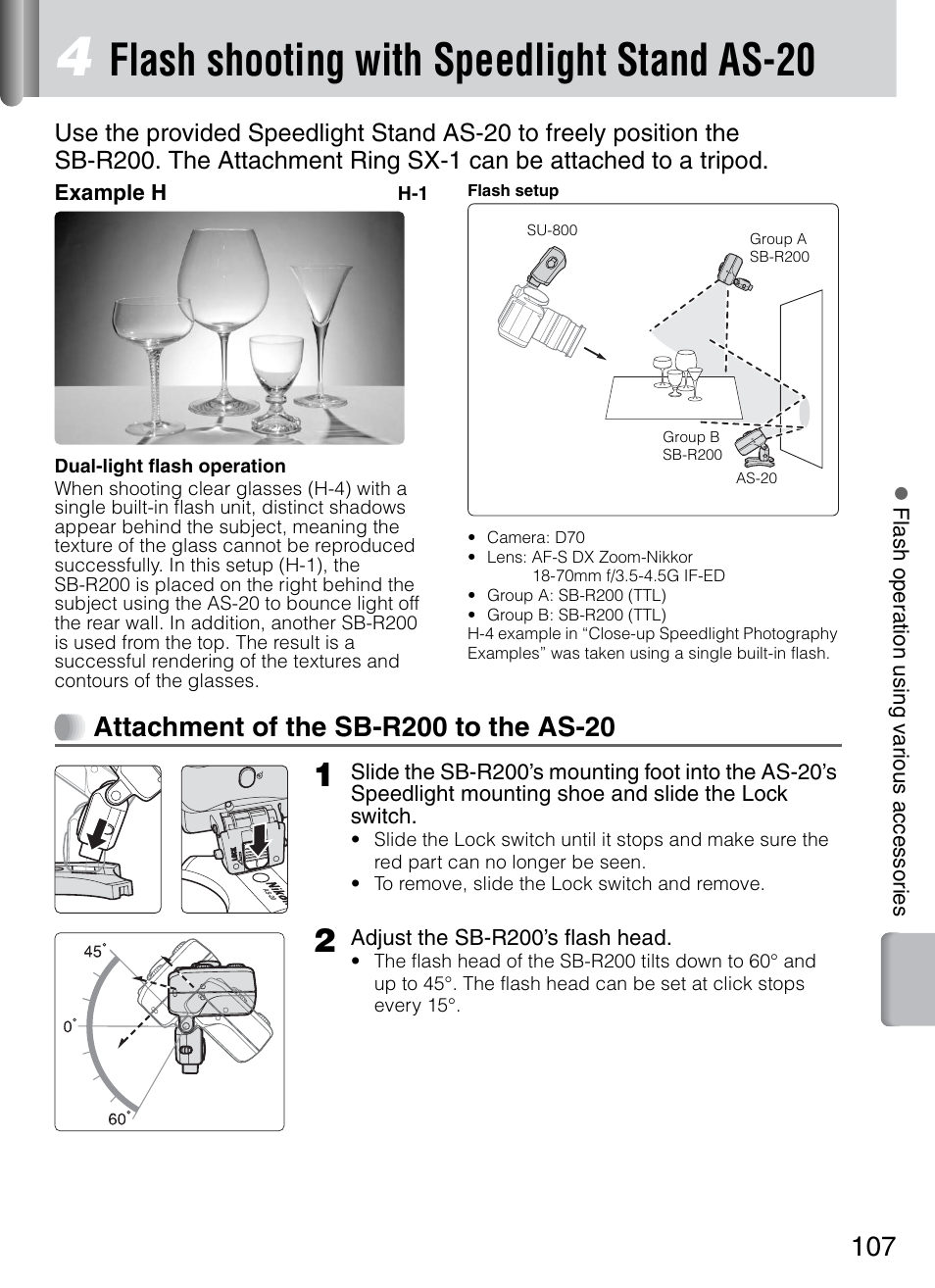 Flash shooting with speedlight stand as-20, Ipod (p. 107) | Nikon 4804 R1 Wireless Close-Up Speedlight System User Manual | Page 107 / 134