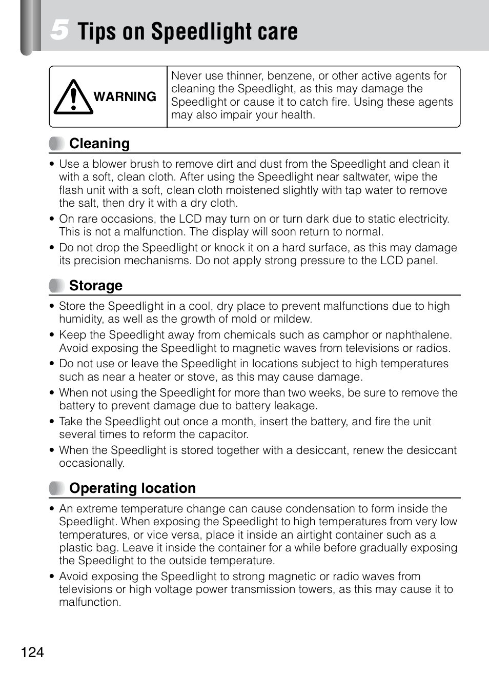 Tips on speedlight care | Nikon 4804 R1 Wireless Close-Up Speedlight System User Manual | Page 124 / 134