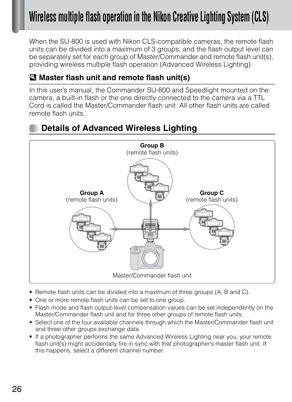 P. 26), Details of advanced wireless lighting | Nikon 4804 R1 Wireless Close-Up Speedlight System User Manual | Page 26 / 134