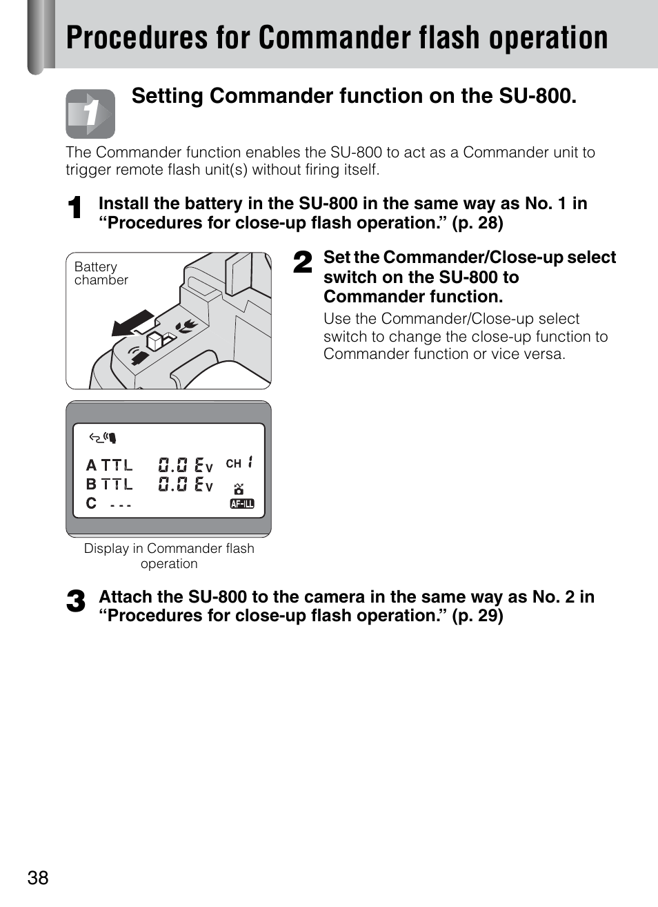 Procedures for commander flash operation | Nikon 4804 R1 Wireless Close-Up Speedlight System User Manual | Page 38 / 134