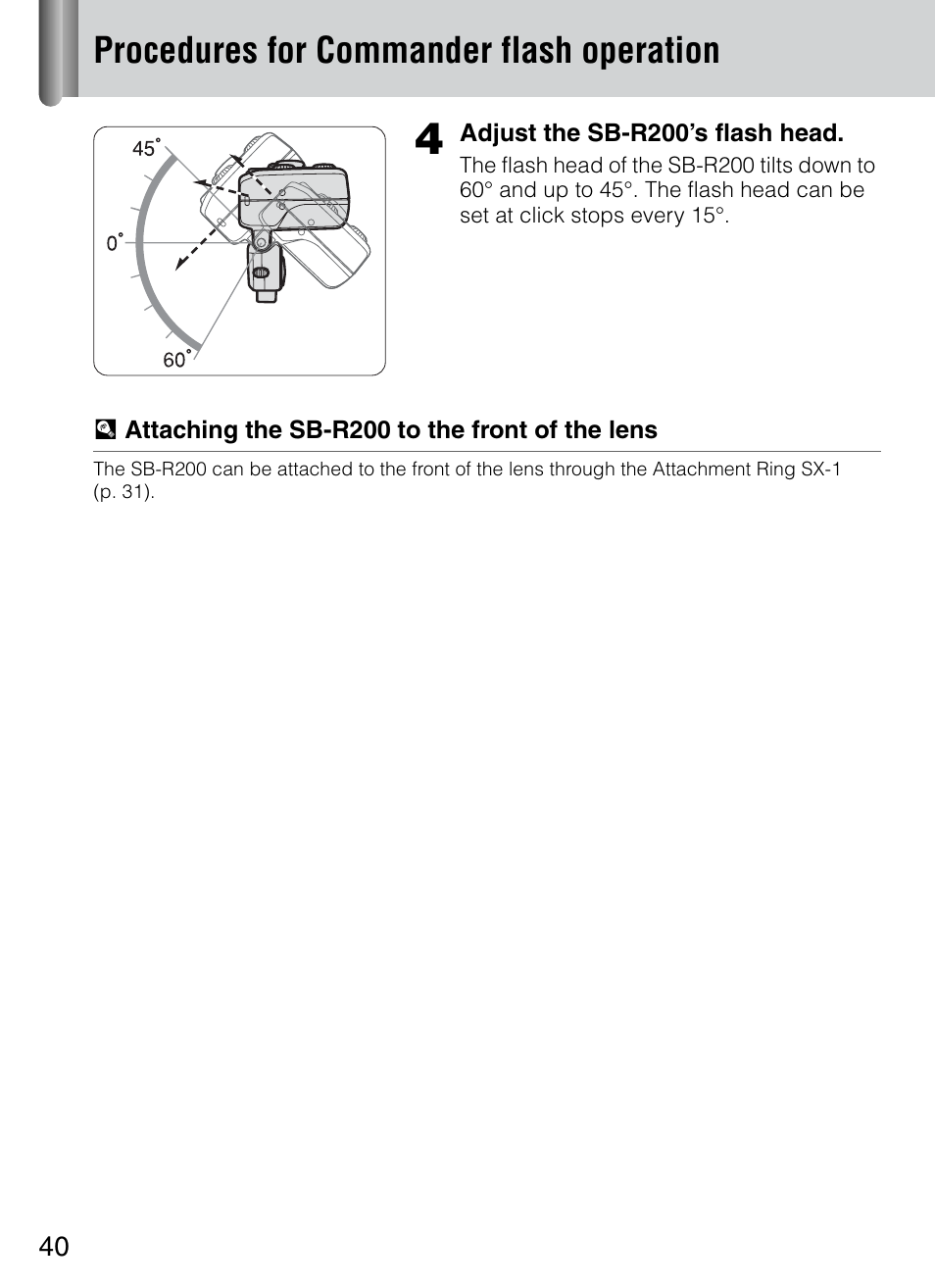 Procedures for commander flash operation | Nikon 4804 R1 Wireless Close-Up Speedlight System User Manual | Page 40 / 134