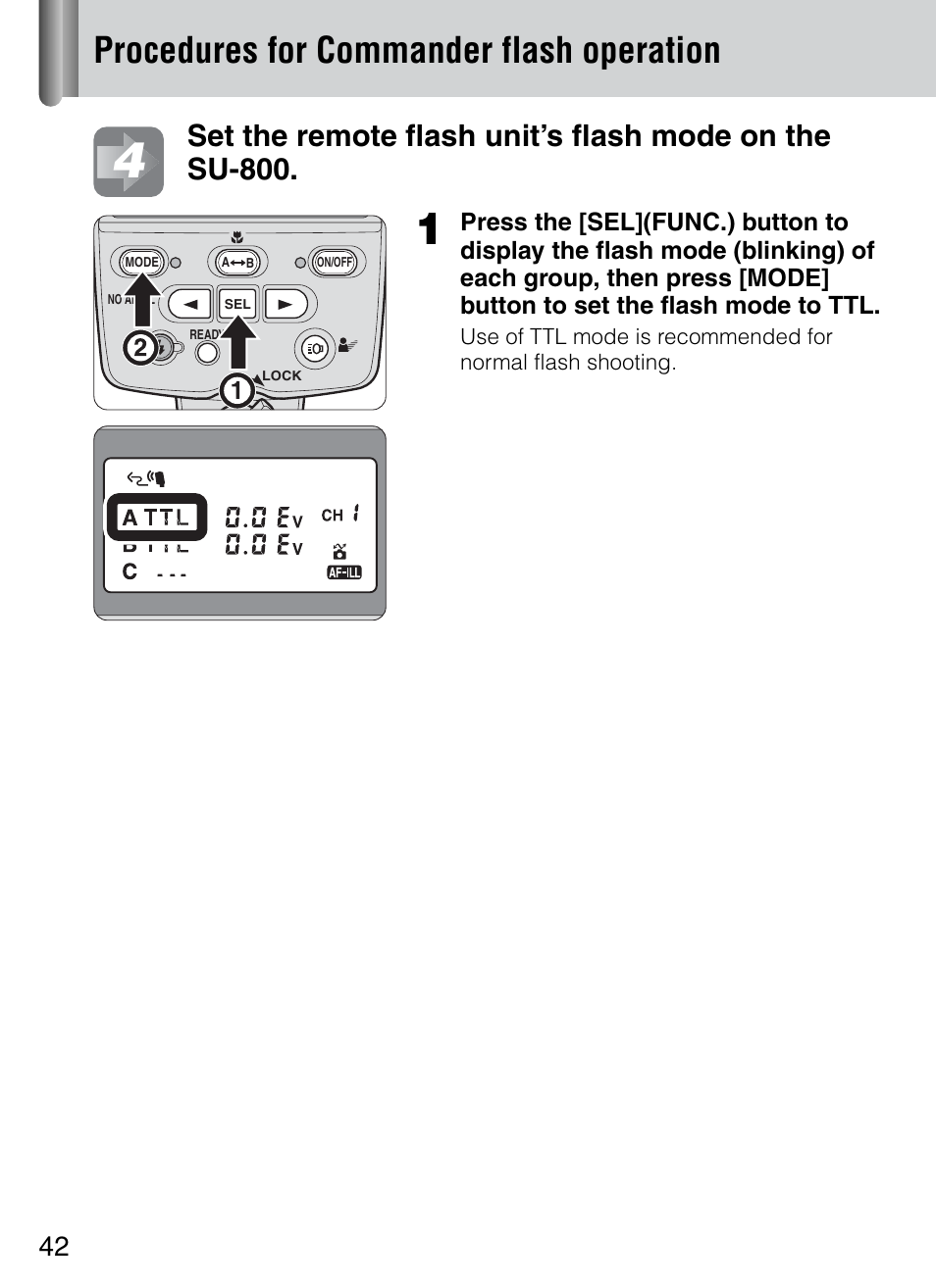 Procedures for commander flash operation | Nikon 4804 R1 Wireless Close-Up Speedlight System User Manual | Page 42 / 134