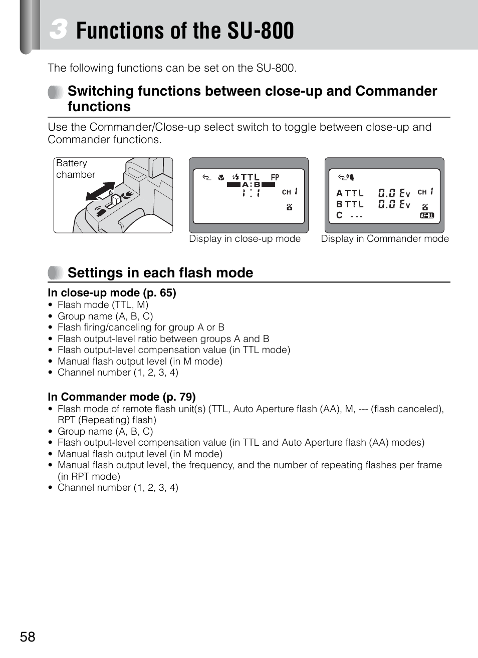 Functions of the su-800, P. 58) | Nikon 4804 R1 Wireless Close-Up Speedlight System User Manual | Page 58 / 134