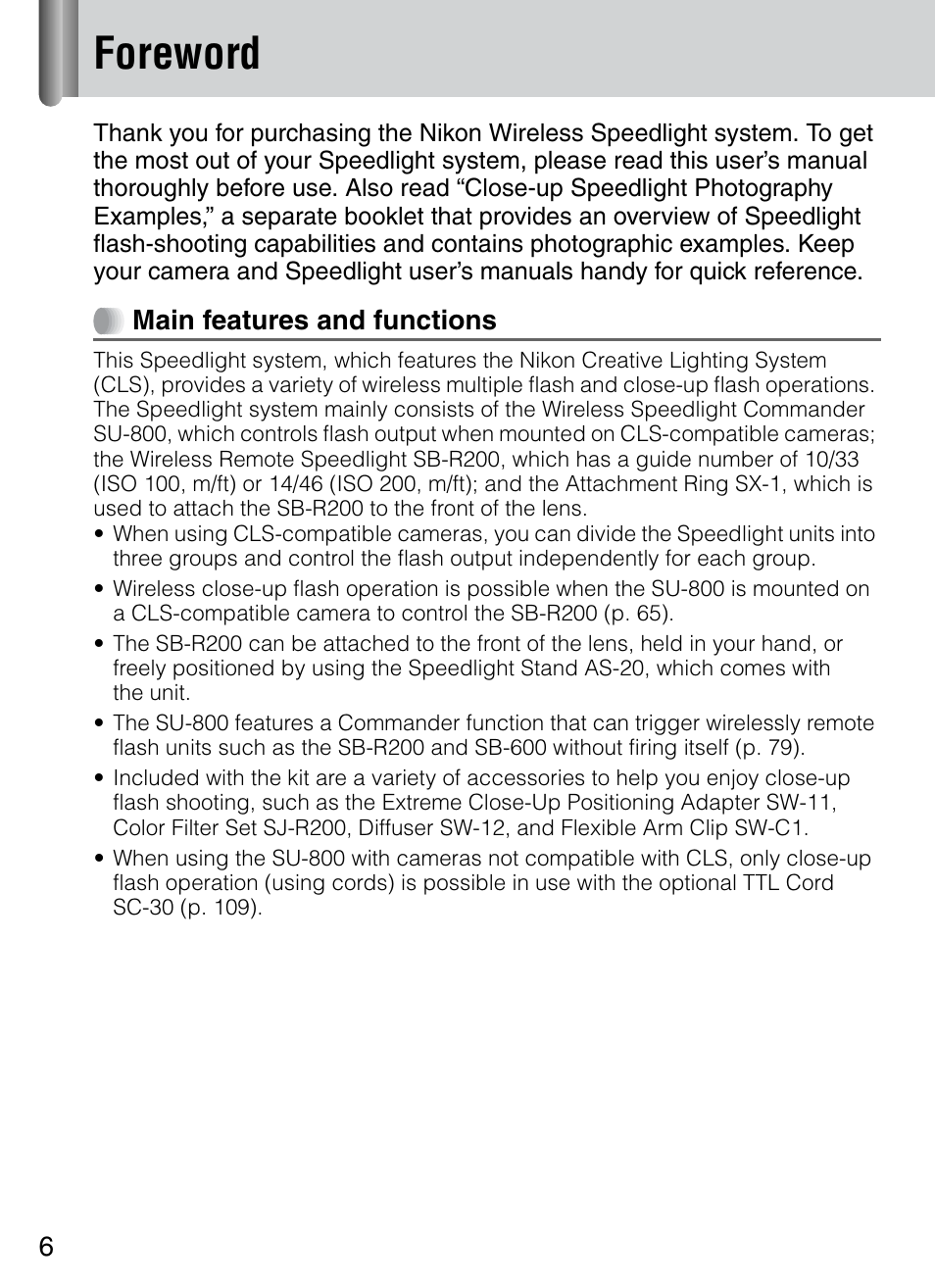Foreword | Nikon 4804 R1 Wireless Close-Up Speedlight System User Manual | Page 6 / 134