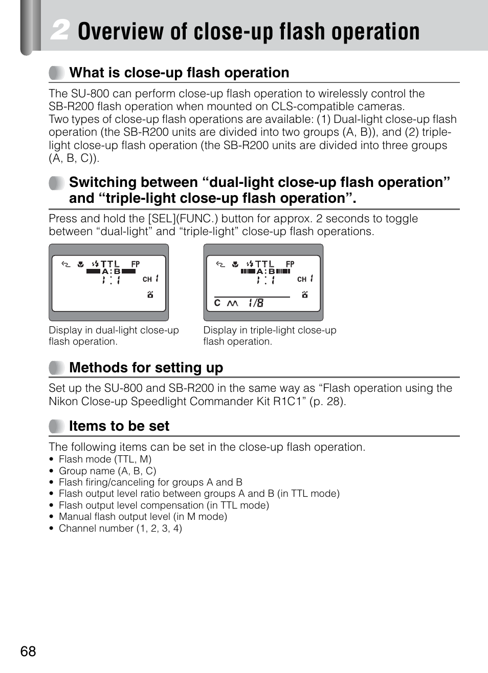 Overview of close-up flash operation | Nikon 4804 R1 Wireless Close-Up Speedlight System User Manual | Page 68 / 134