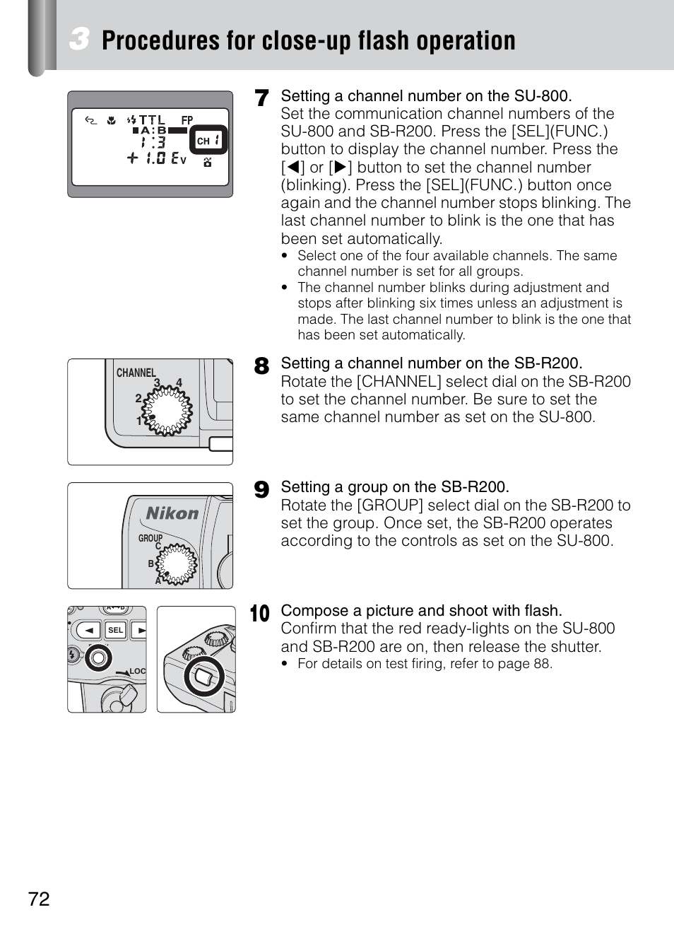 Procedures for close-up flash operation | Nikon 4804 R1 Wireless Close-Up Speedlight System User Manual | Page 72 / 134