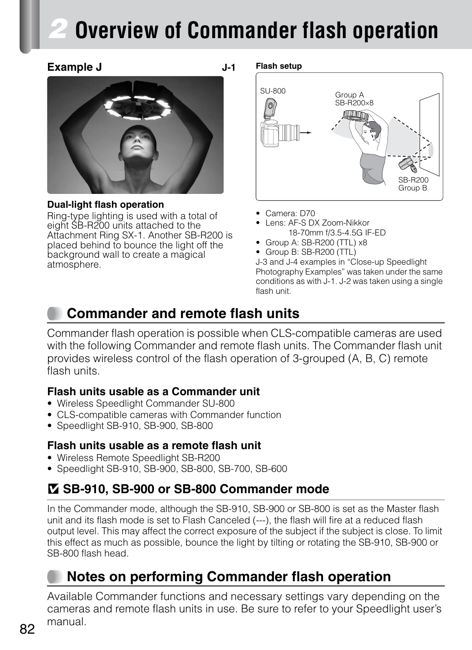 Overview of commander flash operation, Commander and remote flash units | Nikon 4804 R1 Wireless Close-Up Speedlight System User Manual | Page 82 / 134