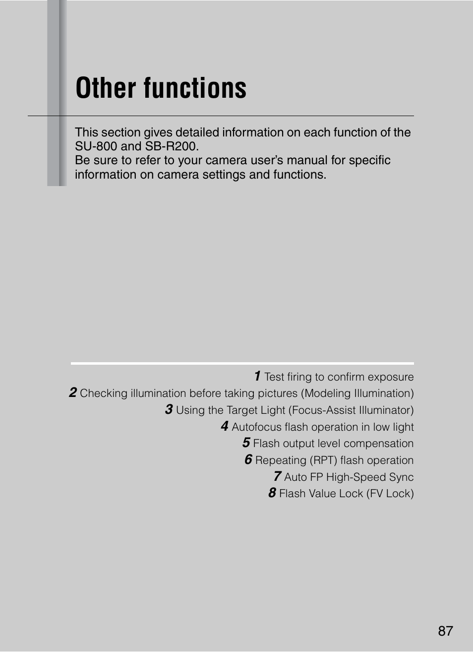 Other functions | Nikon 4804 R1 Wireless Close-Up Speedlight System User Manual | Page 87 / 134