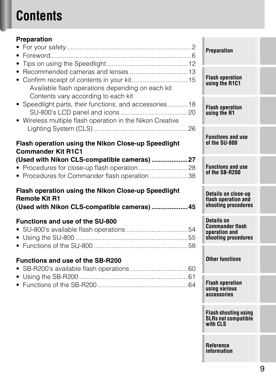 Nikon 4804 R1 Wireless Close-Up Speedlight System User Manual | Page 9 / 134