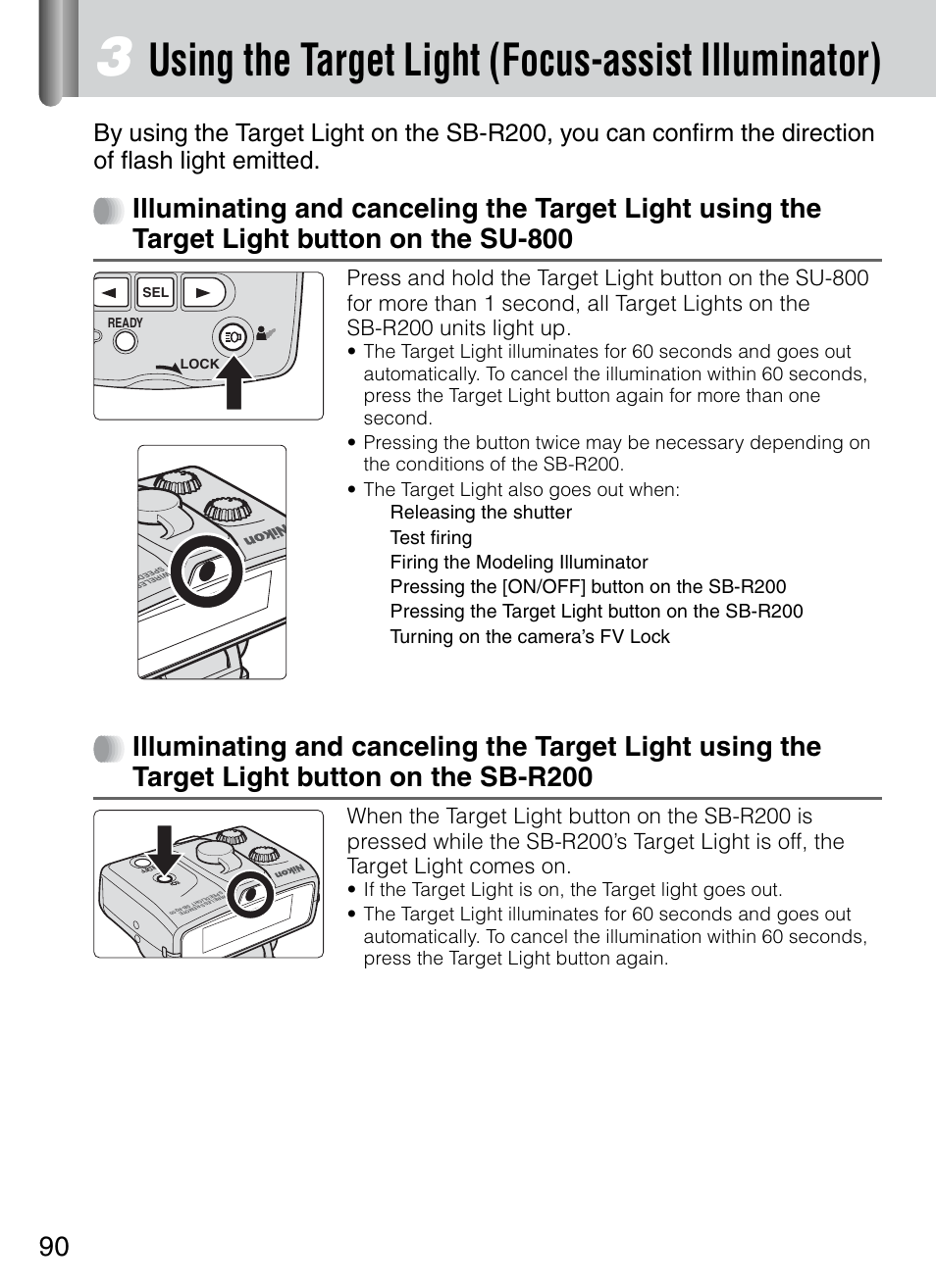 Using the target light (focus-assist illuminator), P. 90) | Nikon 4804 R1 Wireless Close-Up Speedlight System User Manual | Page 90 / 134