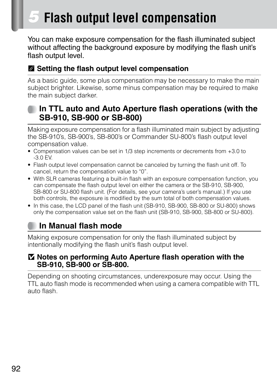 Flash output level compensation | Nikon 4804 R1 Wireless Close-Up Speedlight System User Manual | Page 92 / 134