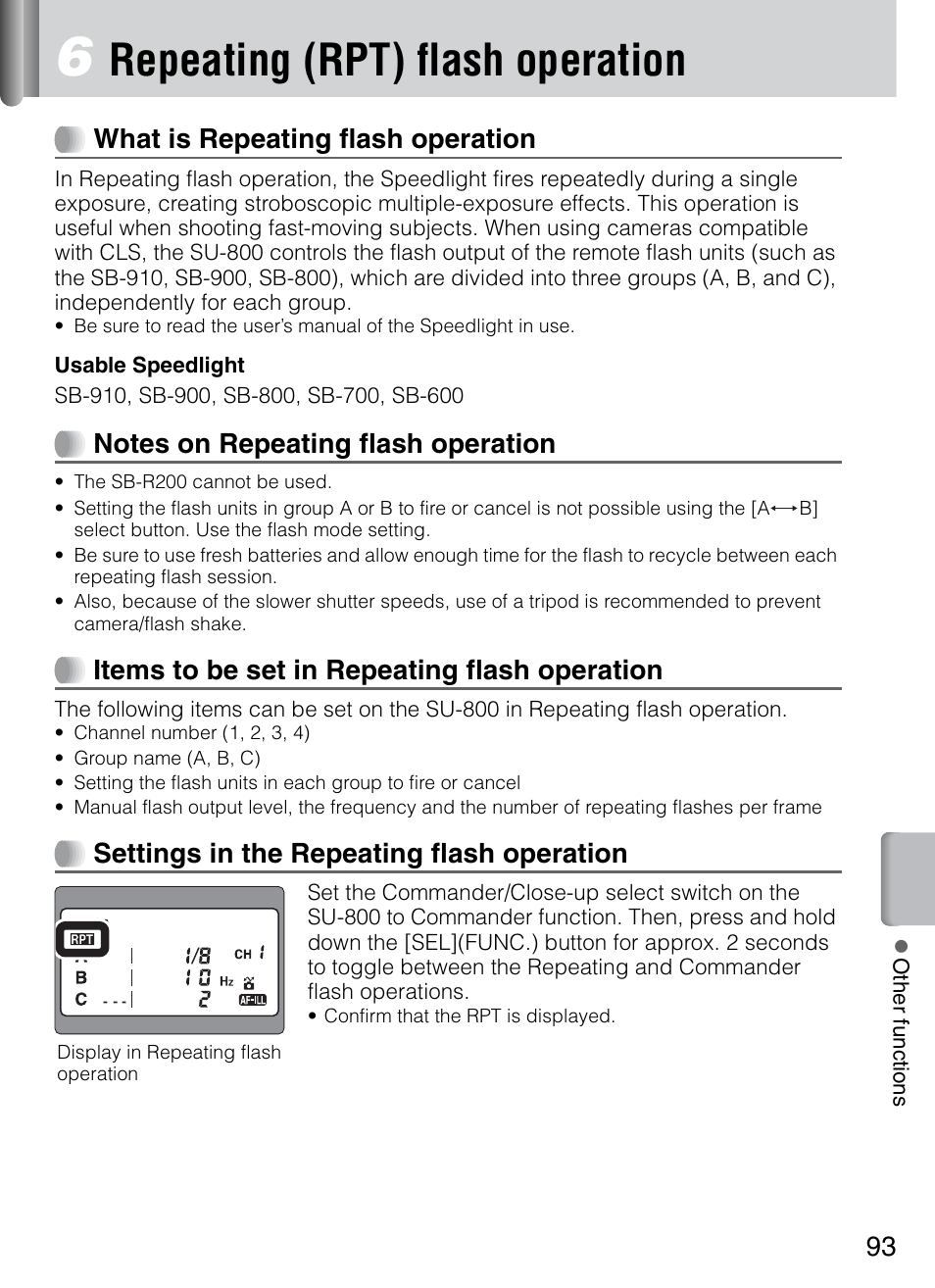 Repeating (rpt) flash operation, P. 93) | Nikon 4804 R1 Wireless Close-Up Speedlight System User Manual | Page 93 / 134