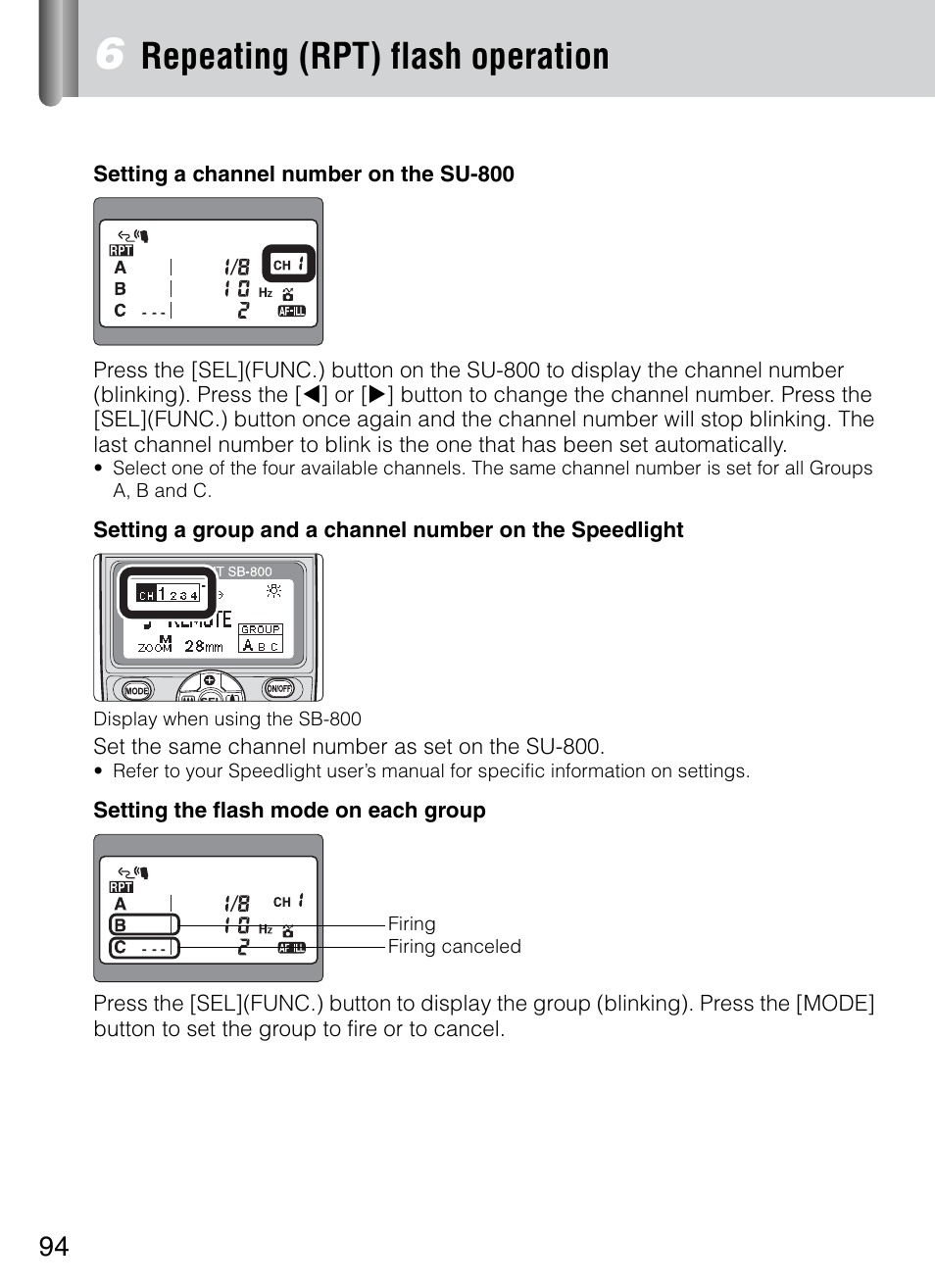 Repeating (rpt) flash operation | Nikon 4804 R1 Wireless Close-Up Speedlight System User Manual | Page 94 / 134