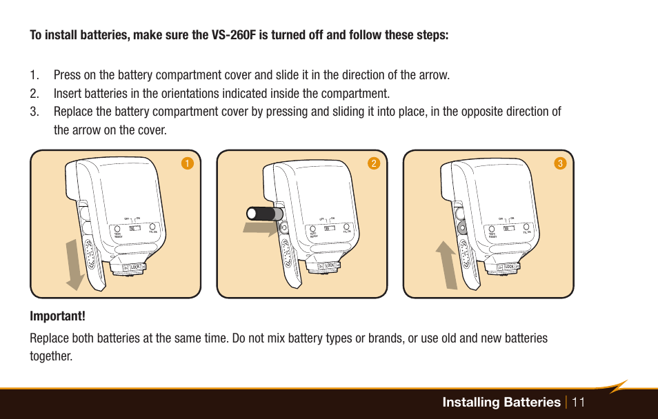 Bolt VS-260F Compact On-Camera Flash for Cameras User Manual | Page 11 / 24