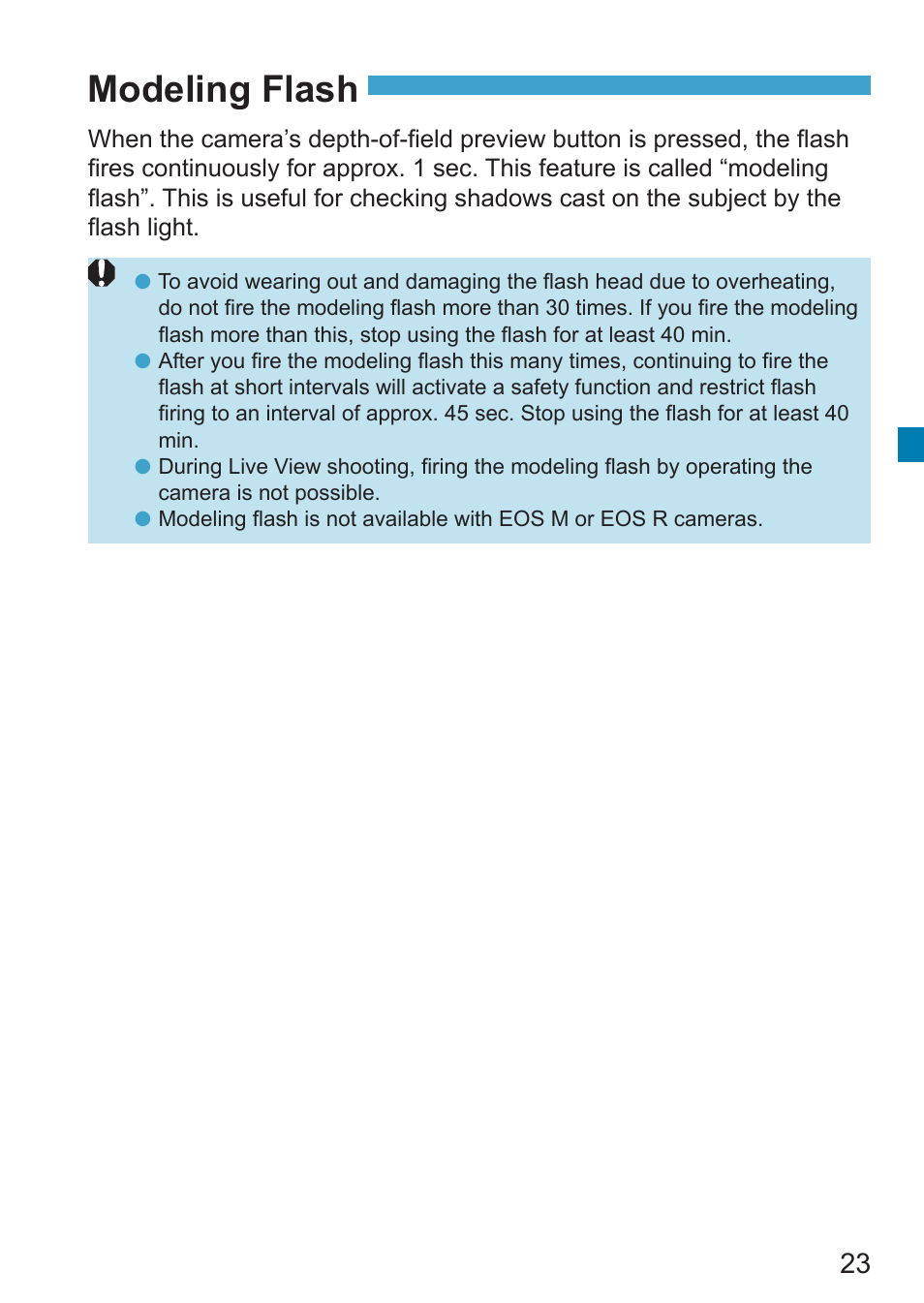 Modeling flash, P.23 | Canon Speedlite EL-100 User Manual | Page 23 / 64