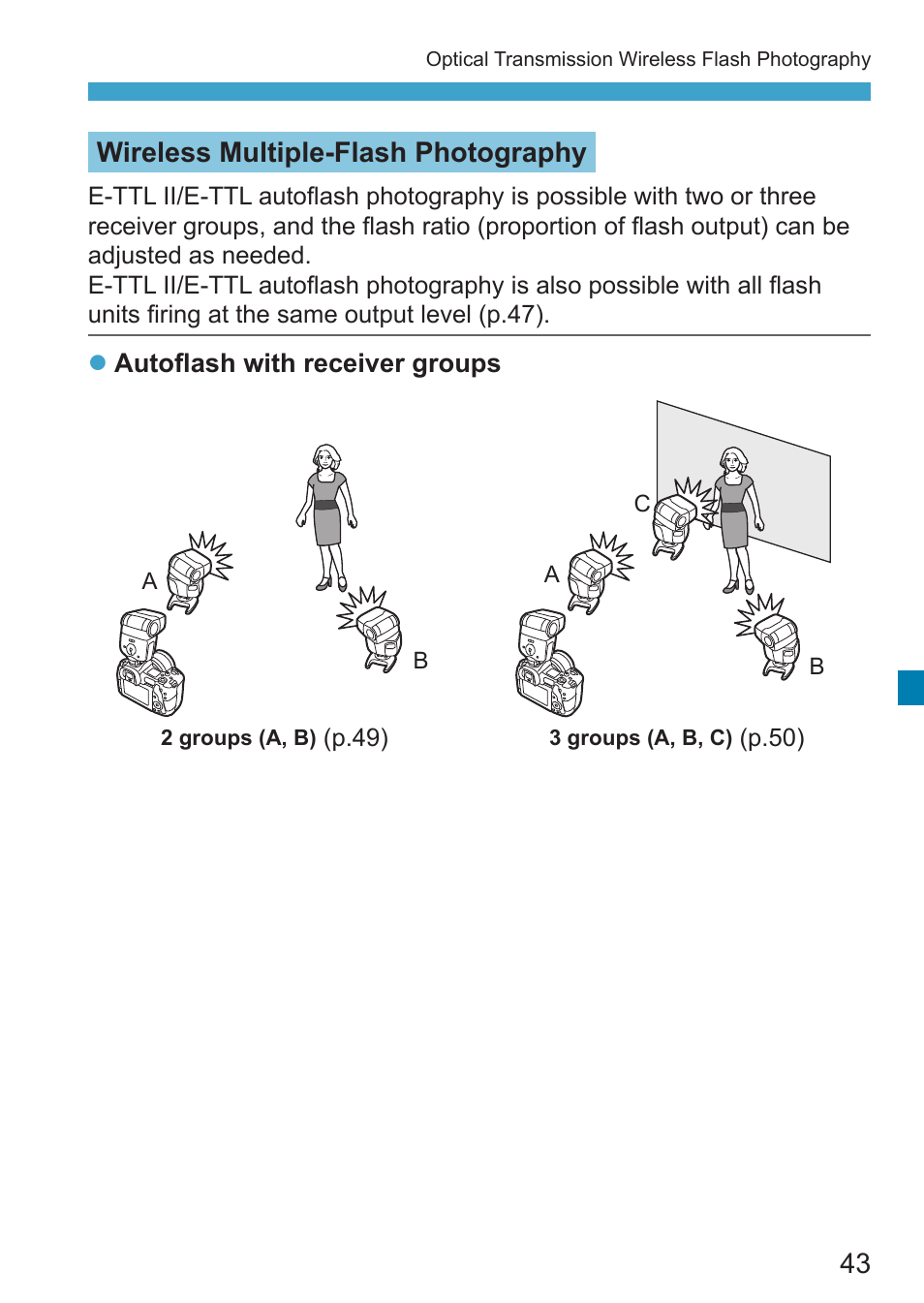 Wireless multiple-flash photography | Canon Speedlite EL-100 User Manual | Page 43 / 64