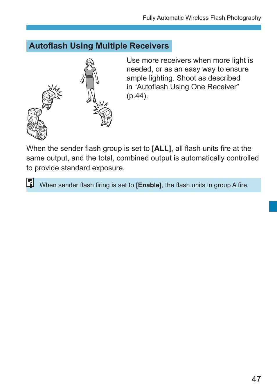 Autoflash using multiple receivers | Canon Speedlite EL-100 User Manual | Page 47 / 64